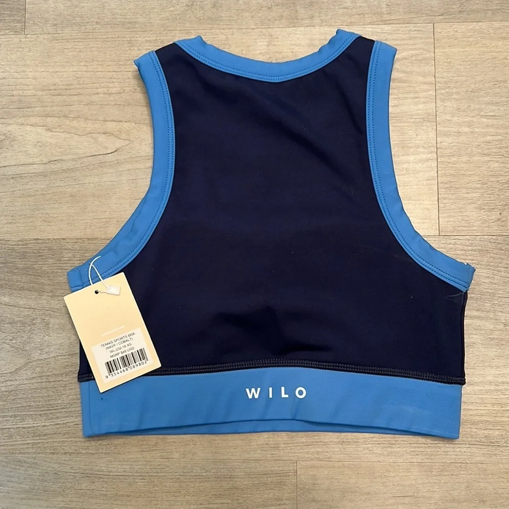 Wilo Tennis Sports Bra, Navy/ Cobalt, size XS NWT - Picture 3 of 4